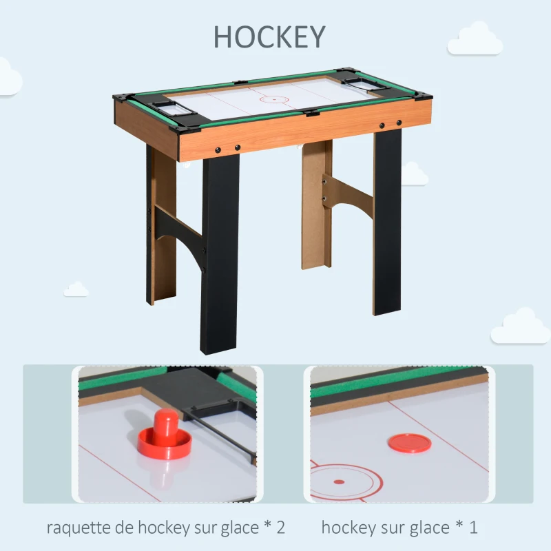 HOMCOM Mini Table multi jeux 4 en 1 babyfoot billard air hockey ping-pong avec accessoires en bois 92L x 78l x 80H cm