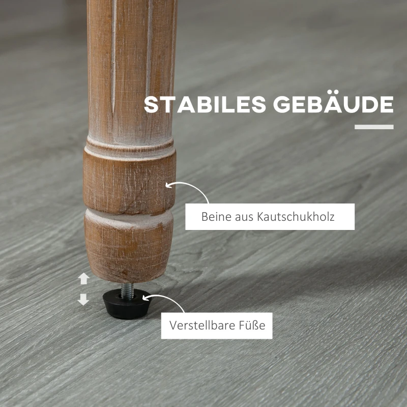HOMCOM Eetkamerstoel Antik Design Keukenstoel met Ademende Linnenoptiek 56x54x96cm Cremewit | Aosom.nl
