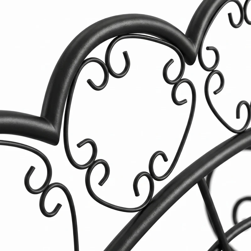 Outsunny Metal Garden Bench Loveseat with Slatted Seat, Black