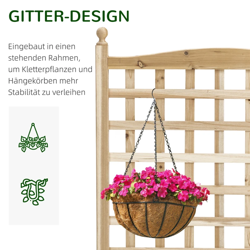 Outsunny plantenbak met latwerk natuurlijk hout 64 x 28 x 120 cm