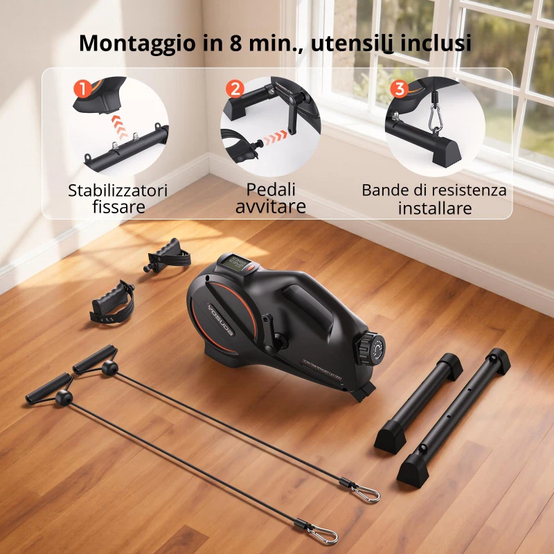 Pedaliera, LCD-Display, salvaspazio, telaio in metallo, 50x45x33 cm, Nero