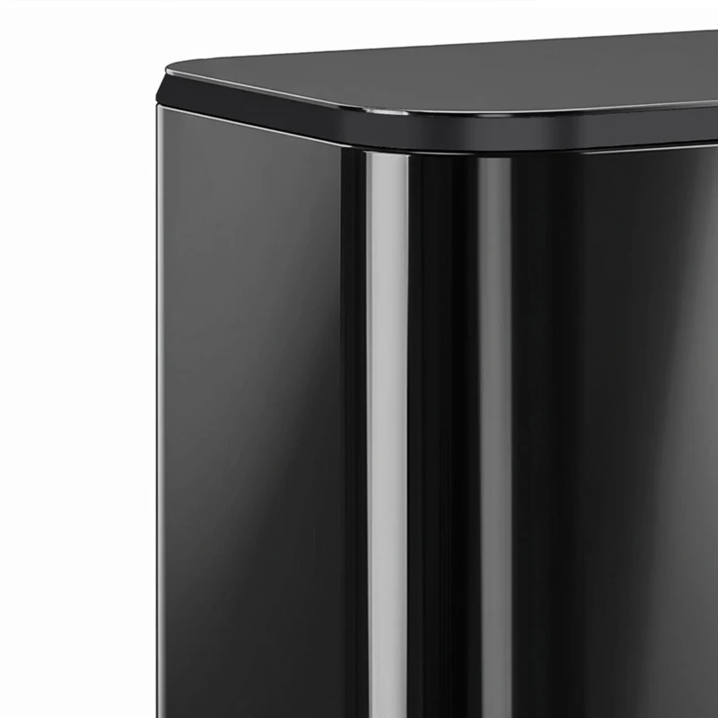 HOMCOM 50L Kitchen Bin, Metal Pedal Rubbish Bin with Soft Close and Stay-Open Lid, Removable Inner Bucket, High Gloss Black
