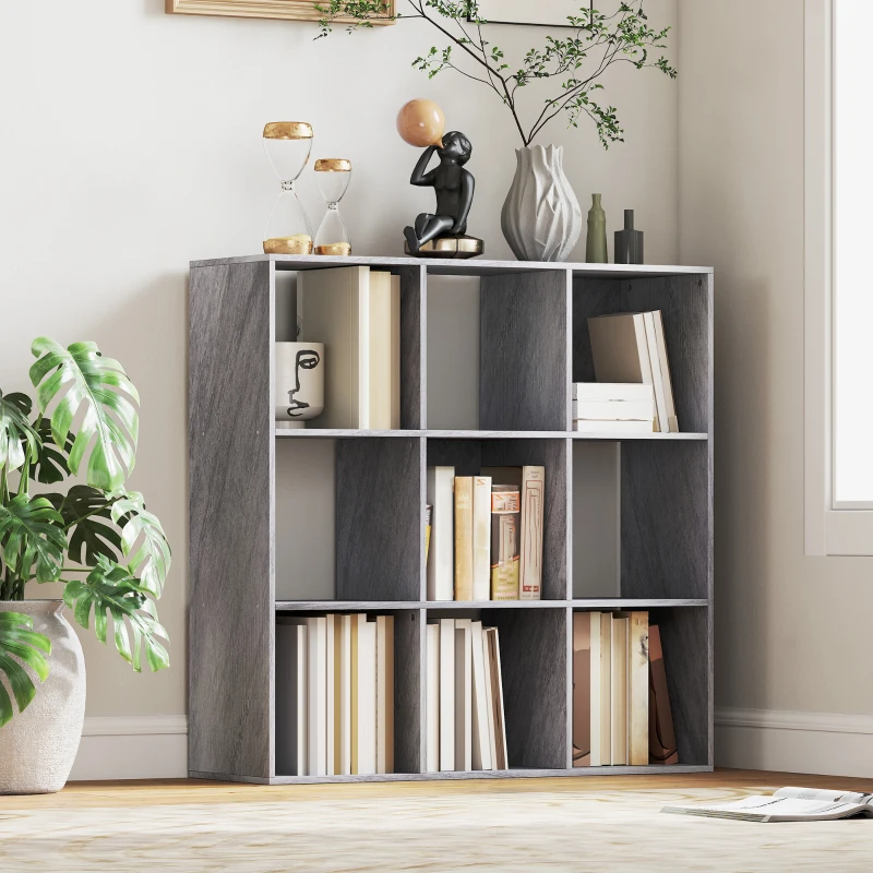 HOMCOM Nine-Cube Storage Shelf - Marble Grey