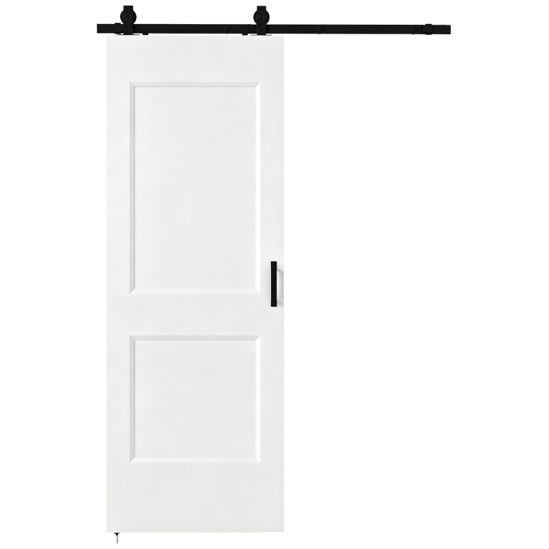 HOMCOM Ușă Culisantă de Interior din Lemn de Pin cu Șină Silențioasă, Ghidaj, Kit Accesorii, Alb