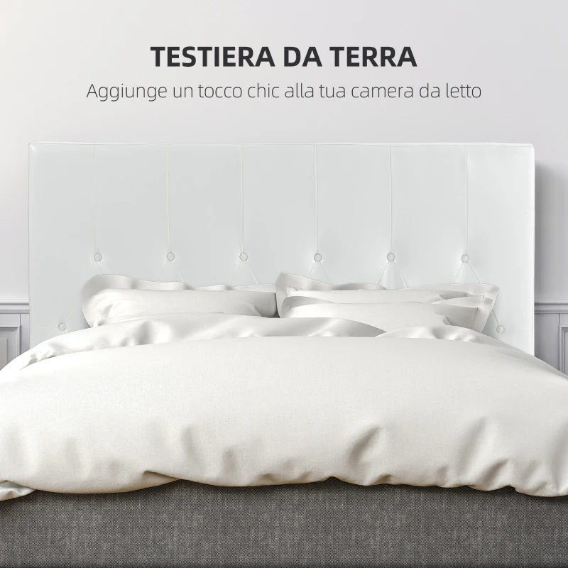 HOMCOM Testiera Letto Matrimoniale Imbottita con Design a Bottoni, in Pelle PU e MDF, 160x7x120 cm, Bianco