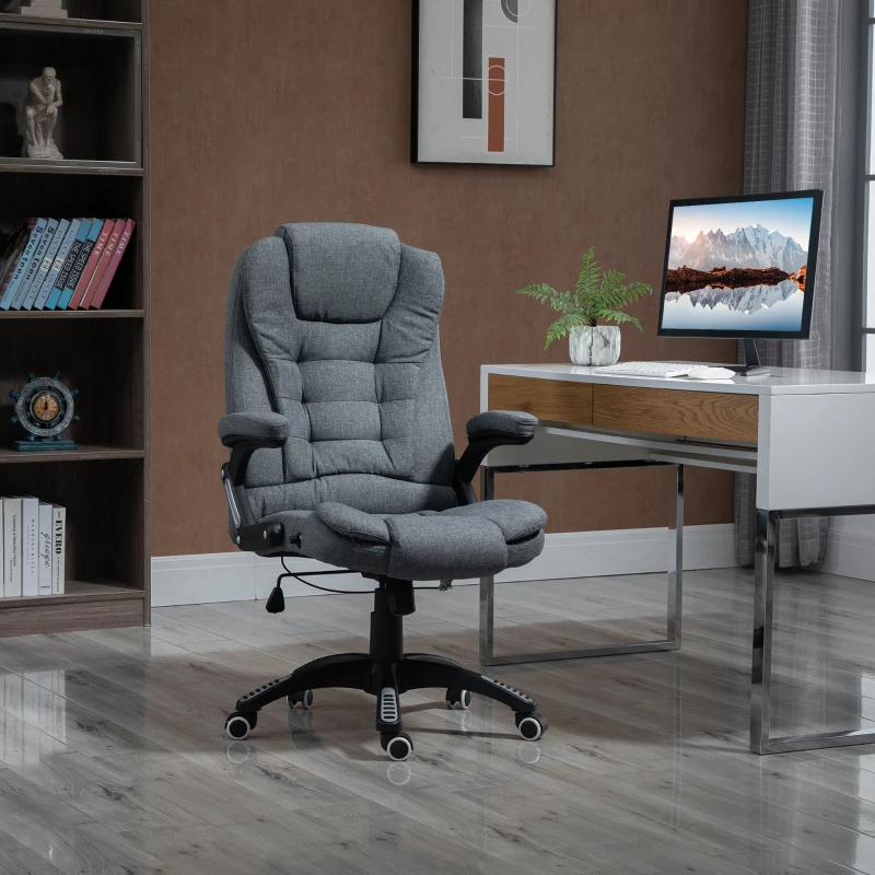 Vinsetto Fauteuil de bureau chaise pour ordinateur ergonomique dossier inclinable assise pivotant hauteur réglable accoudoir rembourré gris
