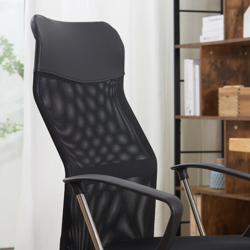 HOMCOM Fauteuil de bureau manager grand confort dossier ergonomique hauteur assise réglable pivotant tissu maille noir
