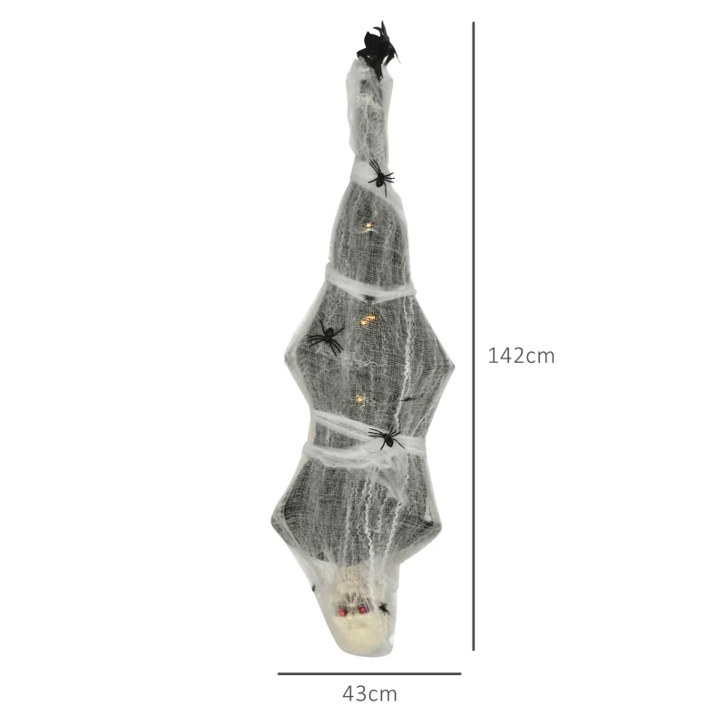 HOMCOM Halloween-Mummie, Halloween-decoratie, geluidsfunctie, 60 cm x 16 cm x 170 cm
