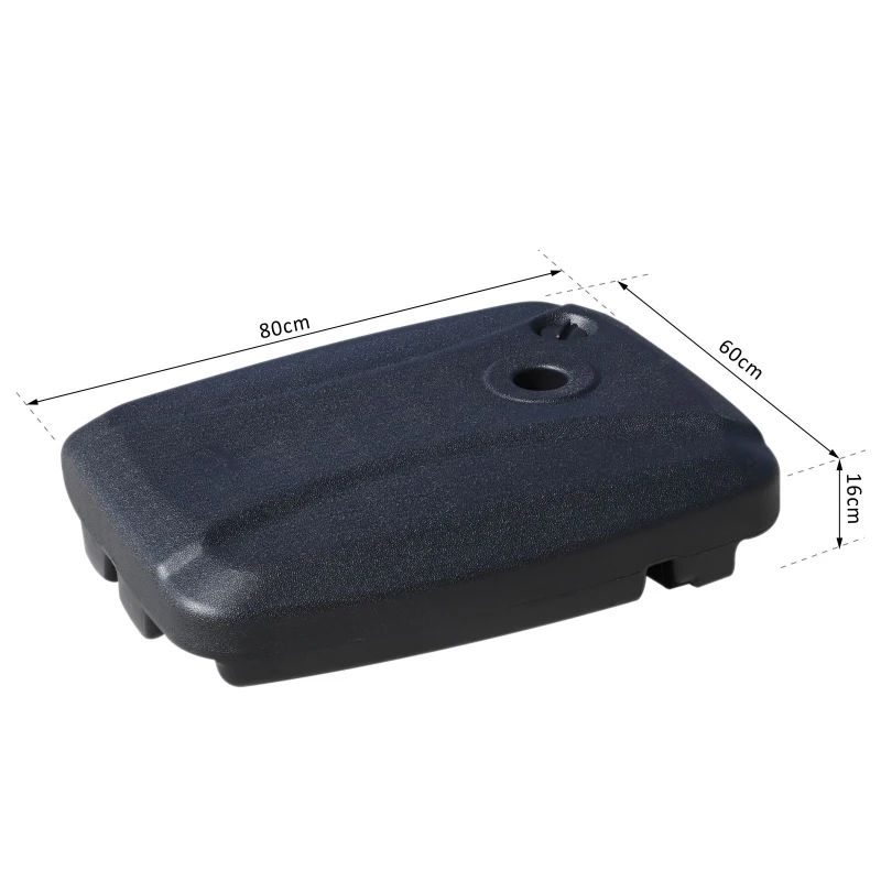 Outsunny Base per Ombrellone con 2 Ruote Riempibile con Acqua o Sabbia 50/60kg da Giardino HDPE 60x80x16cm