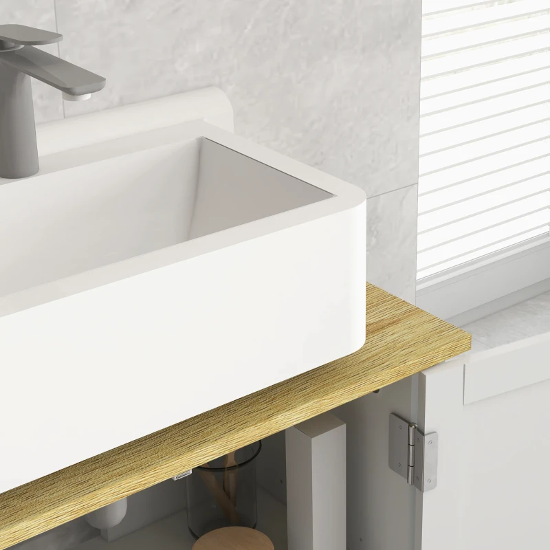 kleankin Dulap Sub Lavoar pentru Baie, 2 Uși Raft Reglabil, PAL, MDF, 60 x 30 x 60 cm, Alb