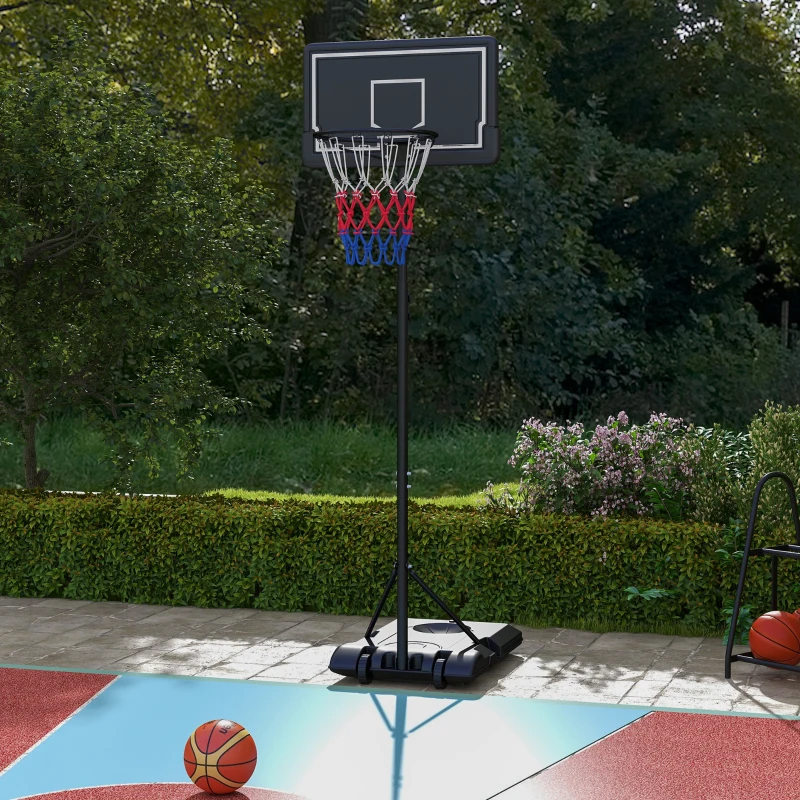 SPORTNOW Basketbalstandaard, verstelbaar in hoogte, mobiel, vulbaar, met een onbreekbaar achterbord, korfhoogte 1,82 - 2,13 m, zwart