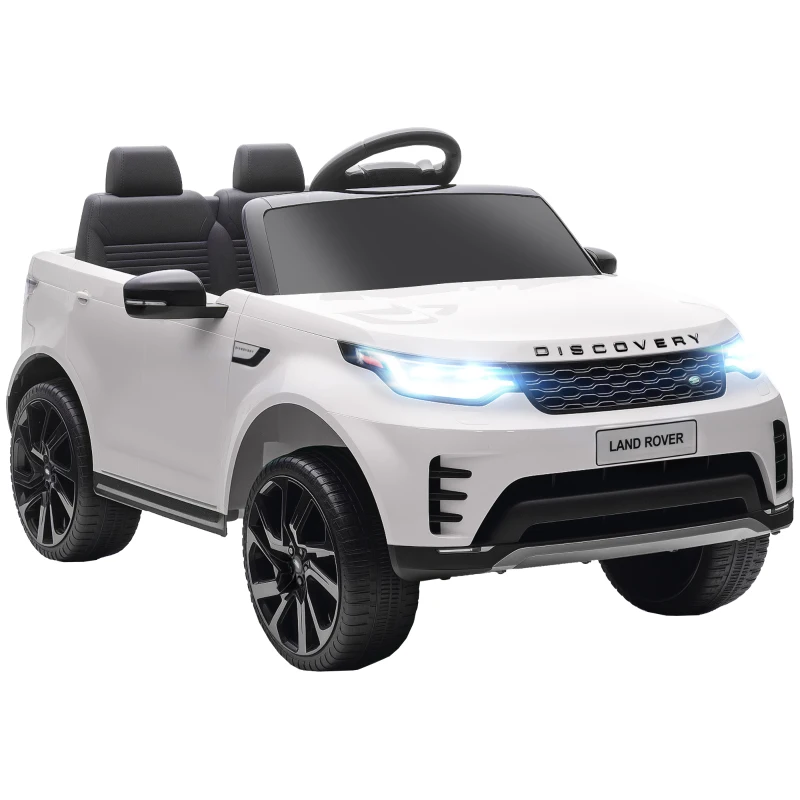AIYAPLAY Mașină Electrică pentru Copii cu Licență Land Rover, Faruri LED, Claxon și Telecomandă, 105x68.5x58 cm, Albă