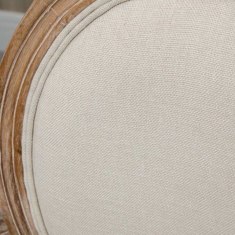 HOMCOM Eetkamerstoel Antik Design Keukenstoel met Ademende Linnenoptiek 56x54x96cm Cremewit | Aosom.nl