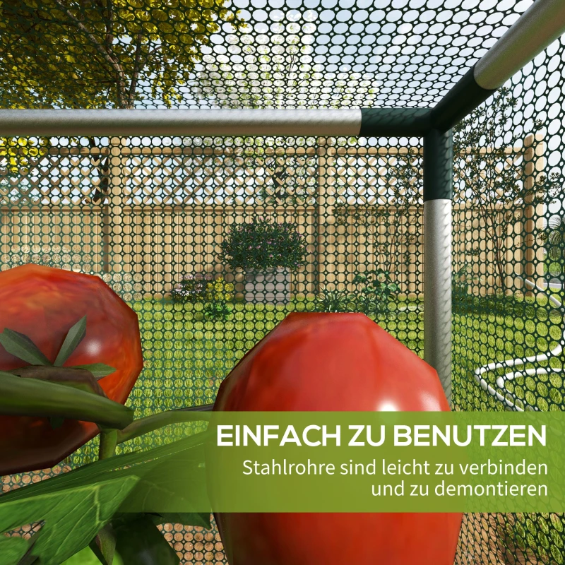 Outsunny 1,25 x 1,25 m Tuinnet, Plantenbeschermingstent met Ritssluiting, Insectenwerend Net, Staal, Groen