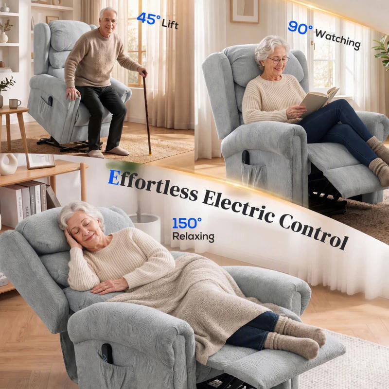 HOMCOM Velvet-Feel Electric Riser Recliner Chair - Grey