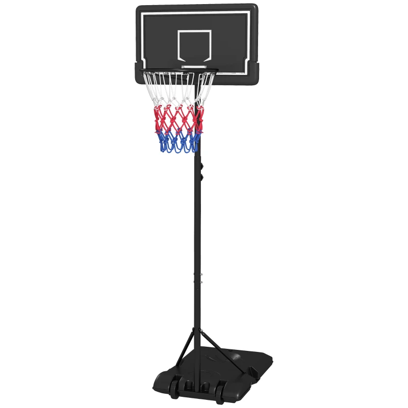SPORTNOW Basketbalstandaard, verstelbaar in hoogte, mobiel, vulbaar, met een onbreekbaar achterbord, korfhoogte 1,82 - 2,13 m, zwart