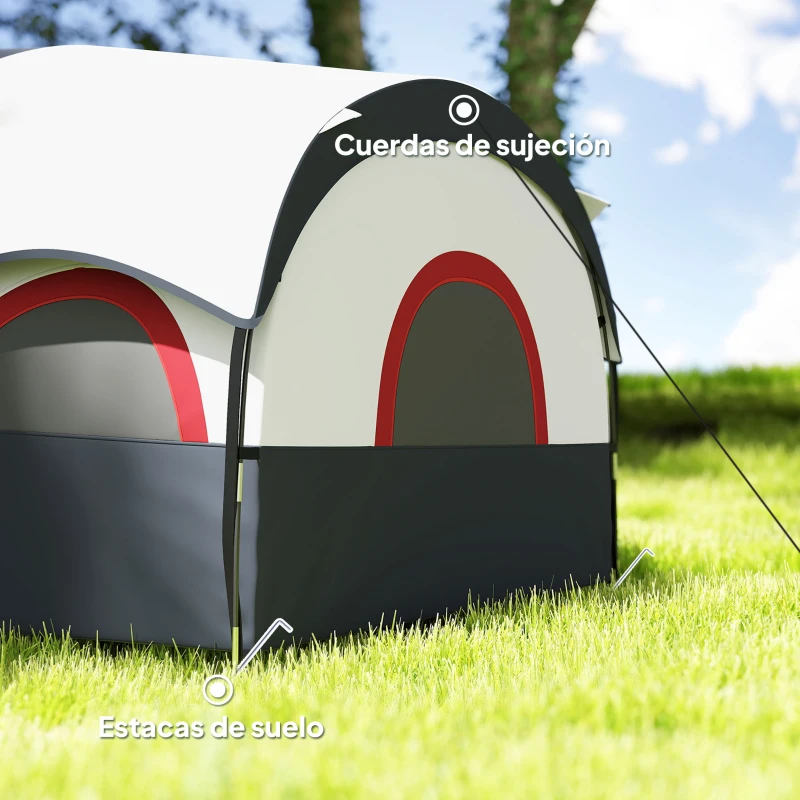 Outsunny Tienda de Campaña Familiar para 4 Personas Impermeable con Dormitorios Independientes 435x251x195 cm Gris y Blanco