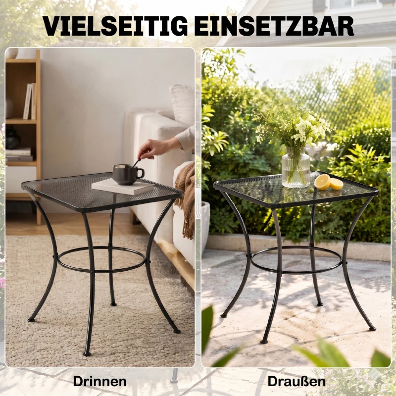 Outsunny Tuin salontafel bijzettafel koffietafem terras metaal zwart