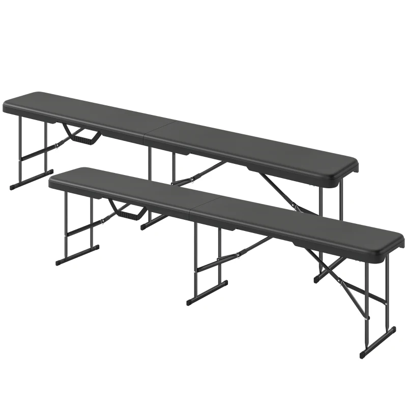 Outsunny Campingbank, Kunststof Buitenbank, Draagvermogen 240 kg, Zwart