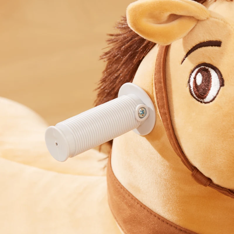 AIYAPLAY 6V elektrisch speelpaard voor kinderen, op batterij, met muziek en vooruitrijfunctie, 18-36 maanden, bruin(m-9)