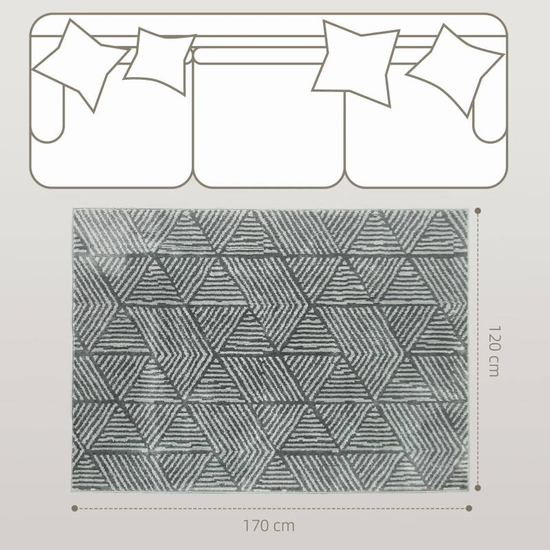 HOMCOM Tapijt Woonkamer Tapijt in Modern Stijl, wasbaar Vloertapijt 150 x 80 cm Donkergrijs