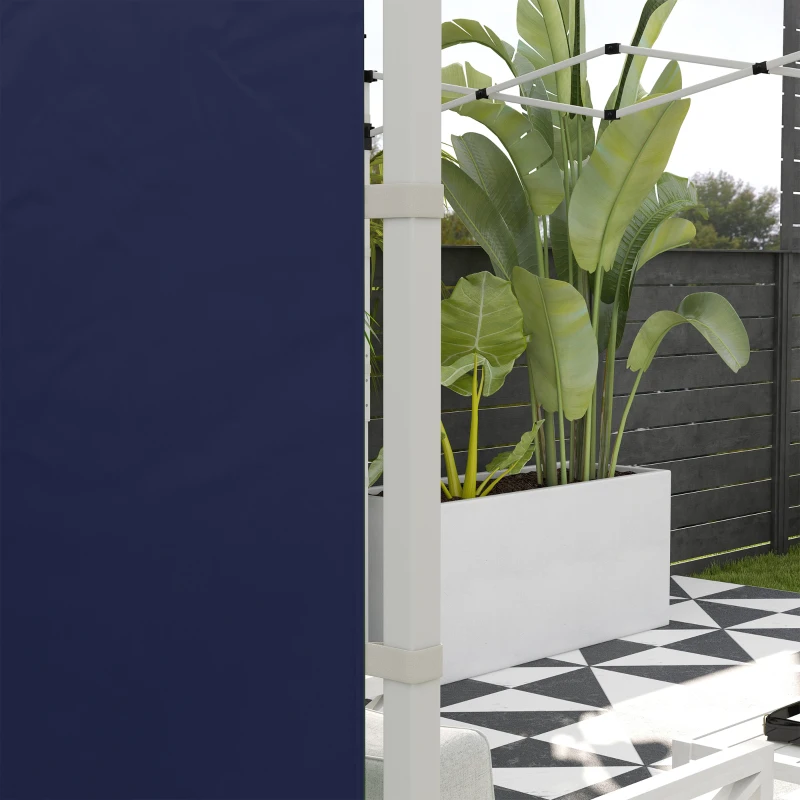 Outsunny Paviljoen Gordijnen, Set van 2, voor 3x6m of 3x3m Tuinpaviljoens, met Ramen en Deuren, Blauw