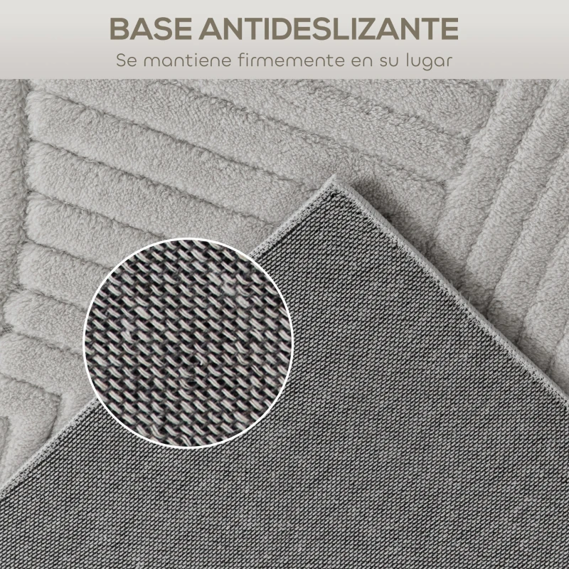 HOMCOM Alfombra Salón 160x120 cm Pelo Corto Estilo Moderno Base Antideslizante Tejida a Máquina Gris