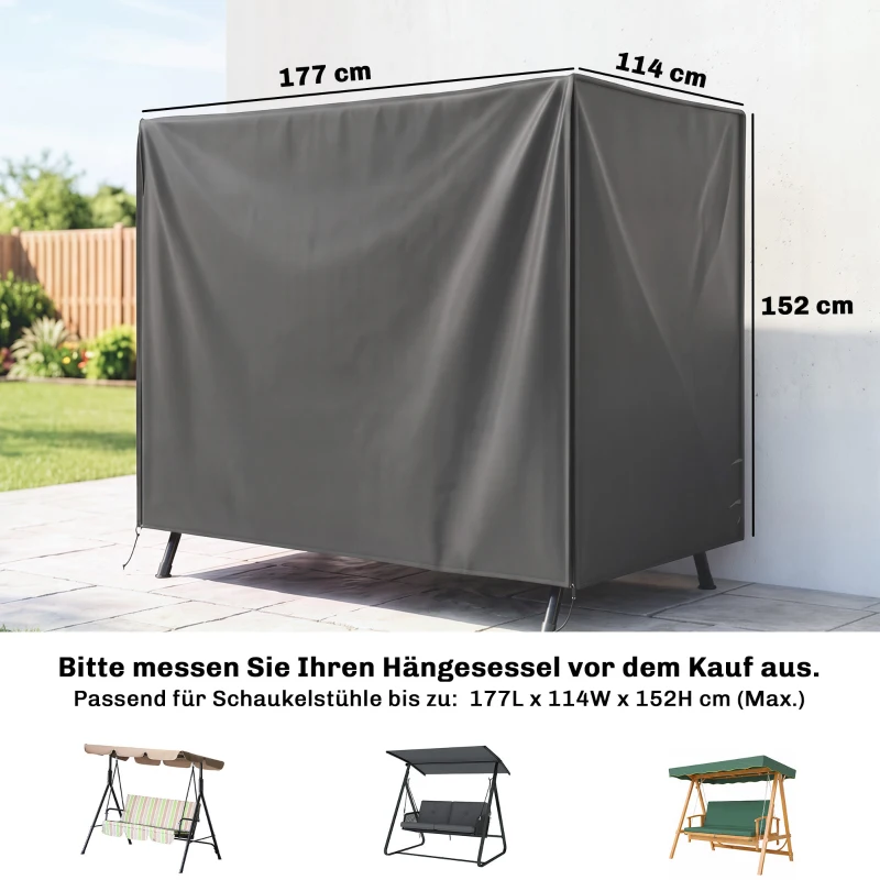 Outsunny Afdekhoes voor tuinschommel, Beschermhoes voor Hollywoodschommel, Waterbestendig, 177 x 114 x 152 cm, Grijs