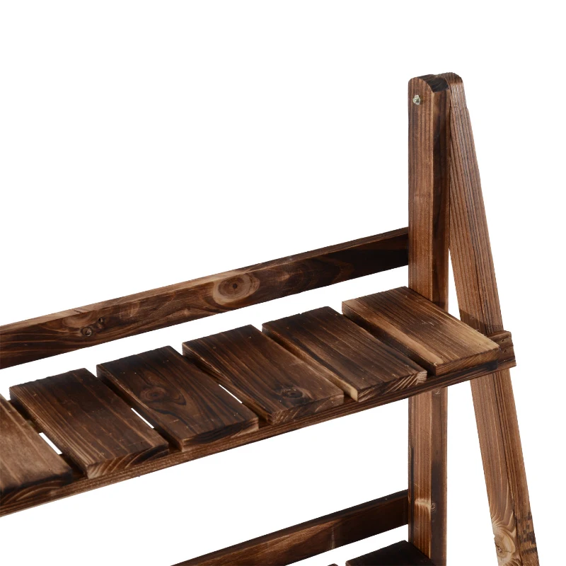 Outsunny Plantenetagere bloementrap bloemenbank plantenrek standaard 3 trappen vurenhout