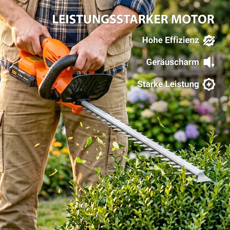 Outsunny elektrische draadloze heggenschaar met 100W motorvermogen, 51 cm snijlengte, ABS, oranje