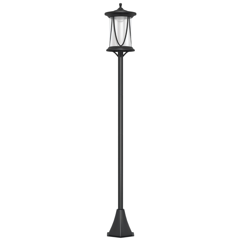 Outsunny Solar Buitenlamp, LED, Automaat, Weerbestendig, 6u Lichtduur, 17B x 17D x 127Hcm, Zwart