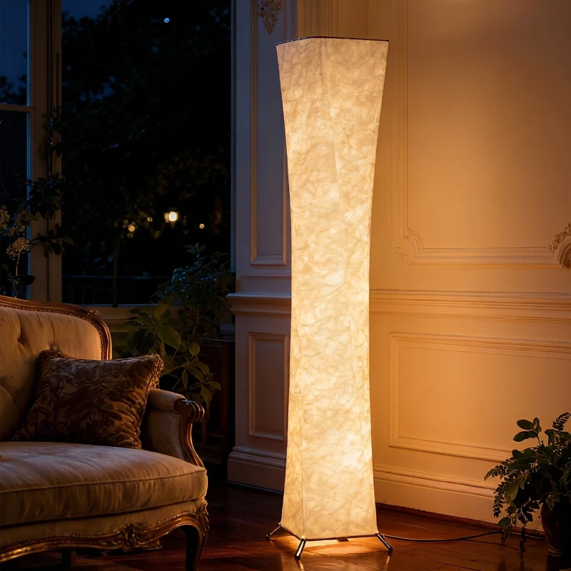 HOMCOM Lampă de Podea Modernă cu Comutator de Picior, din Oțel și Țesătură, 25x25x129 cm, Alb și Argintiu
