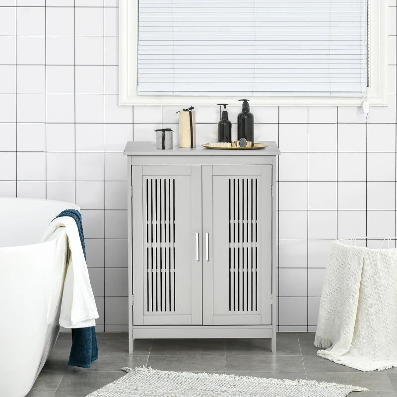 kleankin Modern Bathroom Floor Cabinet - Grey
