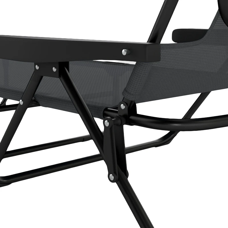 Outsunny Tuinstoel Ligstoel, opvouwbaar, weerbestendig, 194 cm x 72 cm x 89 cm, Zwart + Donkergrijs