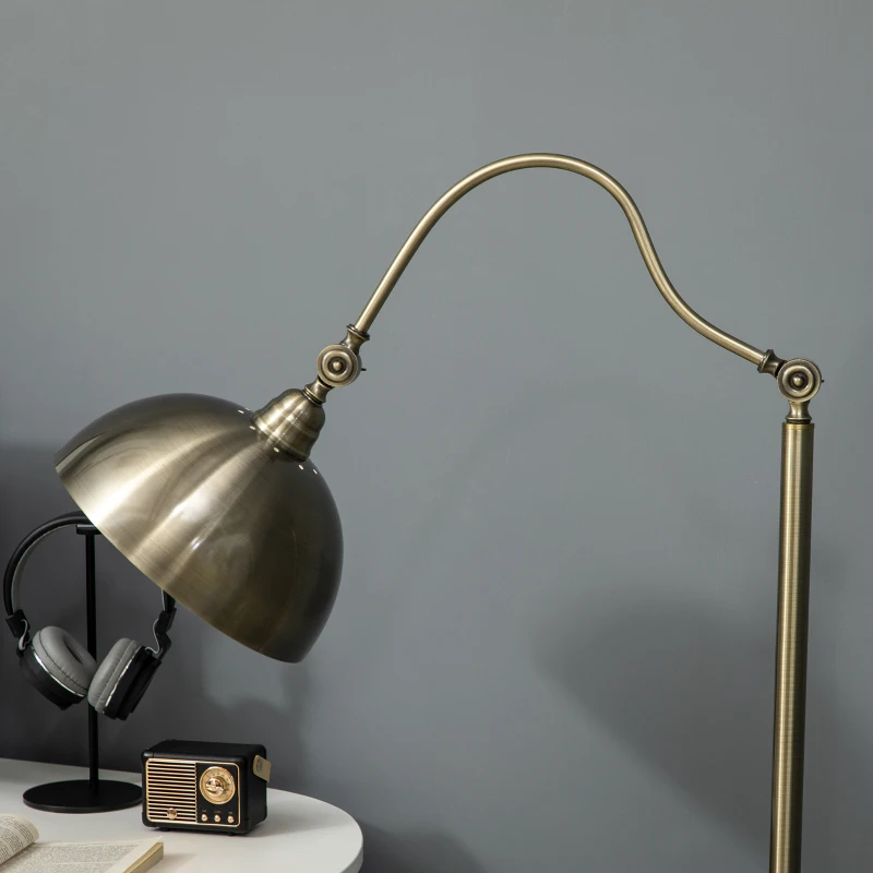 HOMCOM vloerlamp in vintage design, verstelbare hoek, messinglook, 42 cm x 25,5 cm x 152 cm, brons