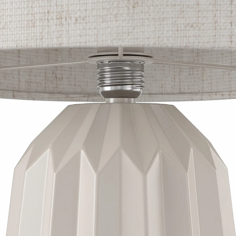 HOMCOM Tafellamp met linnen lampenkap, tuimelschakelaar, nachtlamp / bureaulamp, 22 x 22 x 39 cm, beige
