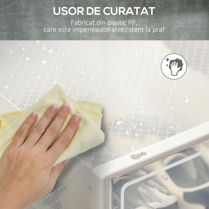 HOMCOM Dulap Modular pentru Pantofi cu 8 Cuburi de Depozitare și Ușă Magnetică, din PP, 25x35x19 cm, Alb și Transparent