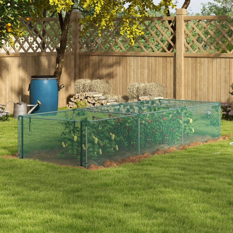 Outsunny 1,25 x 3,73 m Tuinnet, Plantenbeschermingstent met Ritssluiting, Insectenwerend Net, Staal, Groen