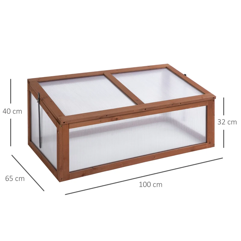 Outsunny Mini-kas, kleine kas voor de tuin, met polycarbonaatplaten, goede lichtdoorlatendheid, 100L x 65B x 40H cm