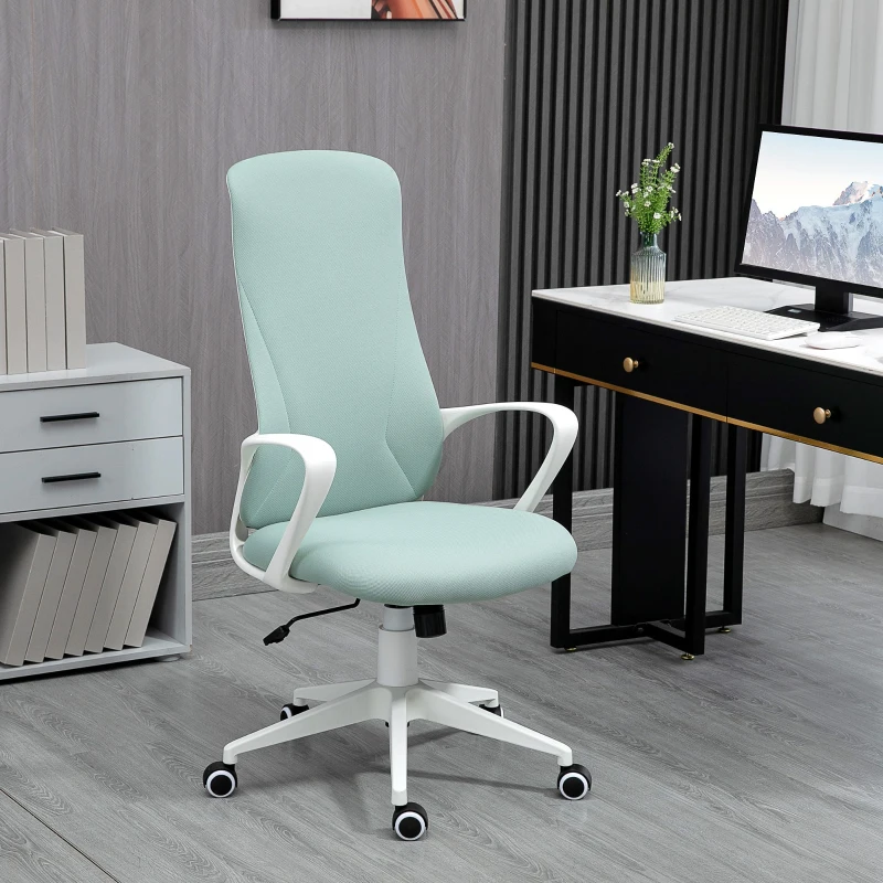 Vinsetto Silla de Oficina Giratoria Altura Ajustable con Reposabrazos Función de Basculante Respaldo Alto 62x56x110-119,5cm Verde