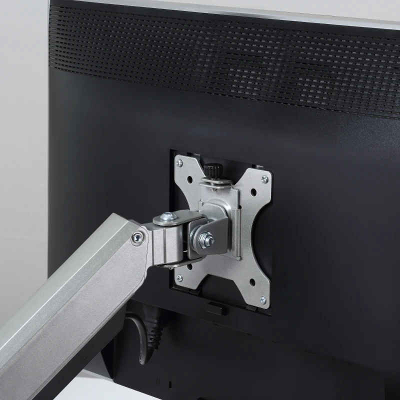 Vinsetto Soporte Monitor Doble para Pantallas LED LCD de 13-32 Pulgadas VESA 75/100 mm con Brazo Ajustable y Giratorio 360° de Aluminio 2 Opciones de Montaje 93x11x47 cm Plata