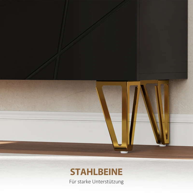 HOMCOM Schoenenkast met 2 Deuren, Schoenenrek, Schoenenopberging met 3 Verstelbare Planken 72 x 31,5 x 95 cm, Zwart(m-7)