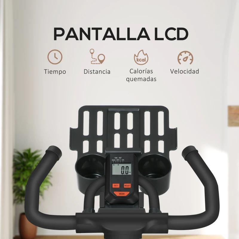 HOMCOM Bici Estática con Resistencia Regulable Volante de Inercia 8 kg Pantalla LCD Manillar y Asiento Ajustable Negro y Rojo