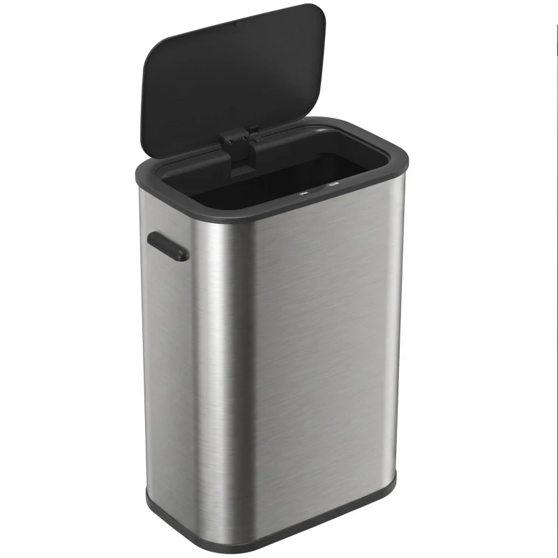HOMCOM 55L Sensor Bin for Kitchen, Touchless Automatic Waste Rubbish Bin, Stainless Steel, Battery Operated, Silver Tone