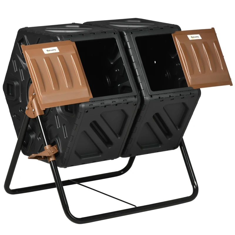 Outsunny 130L Double Chamber Composter - Black