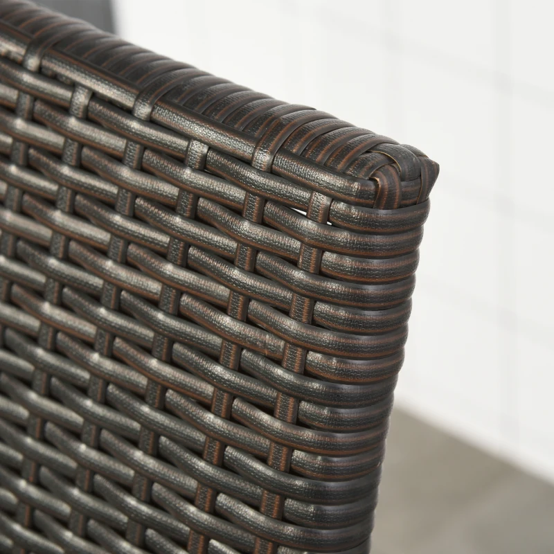 Outsunny Tumbona de Jardín de Ratán 192x74x55 cm con Respaldo Reclinable en 7 Posiciones Reposabrazos y Ruedas Marco de Aluminio para Patio Terraza Balcón Marrón
