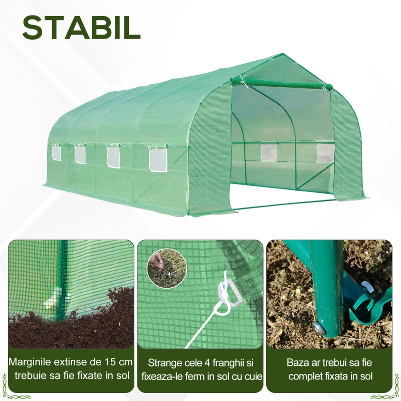 Outsunny, sera pentru gradina cu acoperis, 6x3x2, verde | Aosom Ro(m-5)
