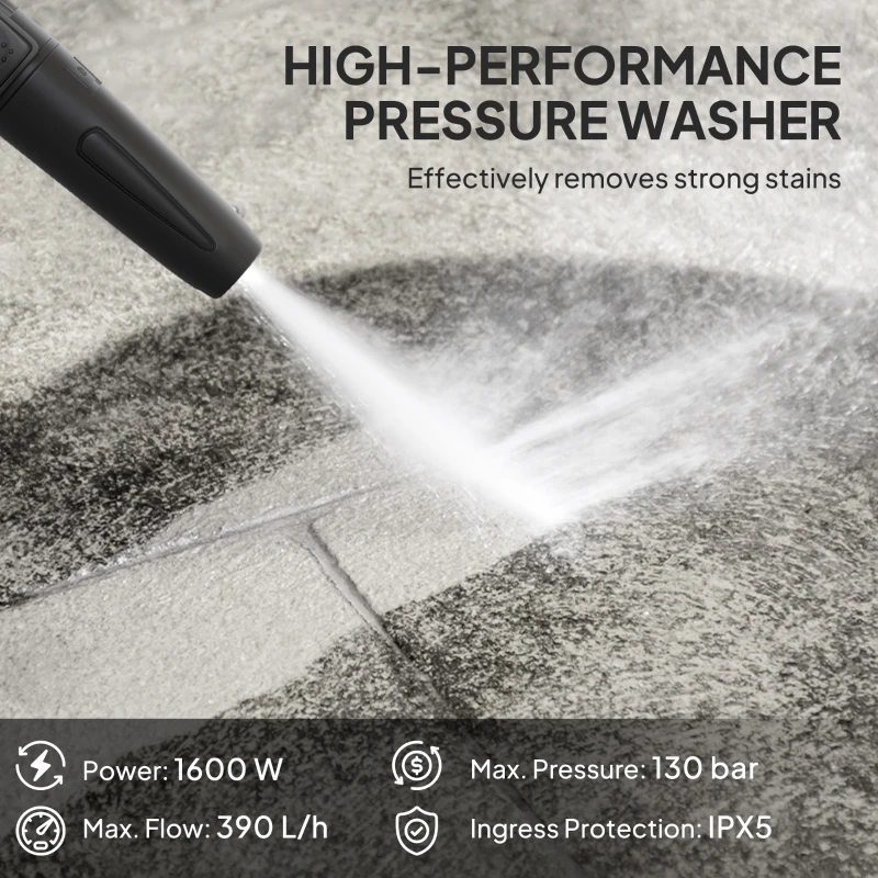 Outsunny 1600W 130-Bar Pressure Washer - Green