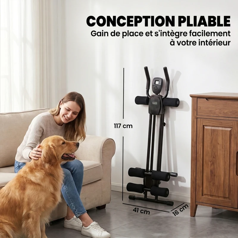 SPORTNOW Appareil à Abdominaux Pliable avec Écran LCD, Double Rail, Mousse PVC, Cadre en Acier, 92x41x83cm, Noir
