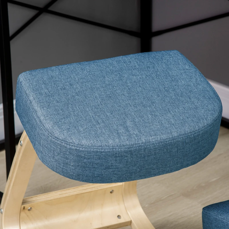 Vinsetto Kniestoel, ergonomische zittingkruk, gewatteerde kruk voor gezonde zithouding, berkenhout, 120 kg belastbaar, Blauw